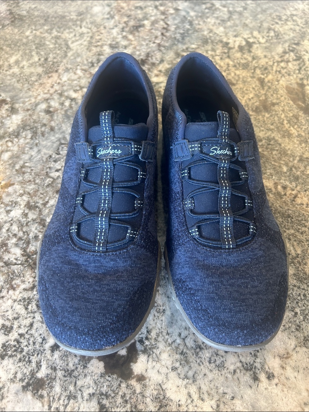 Skechers Relaxed Fit Navy Knit Slip-On Athletic Sneakers 7.5